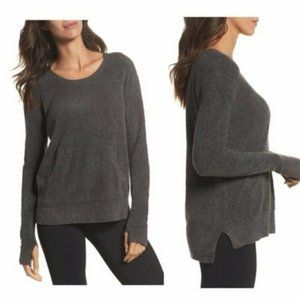Barefoot Dreams Charcoal Cozychic Lite Knit Pullover with Pocket